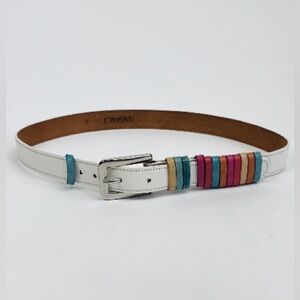 Vintage White/Cream Leather Belt by Joan & Davi Colored Loops